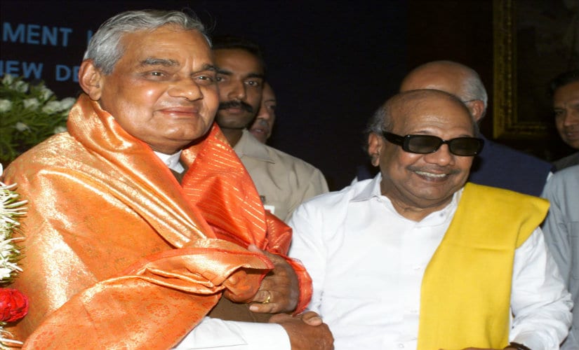 DMK patriarch Karunanidhi with former PM Atal Bihari Vajpayee. Reuters