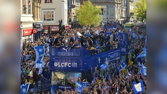 Having a party: Thousands celebrate Leicester City's historic victory at trophy parade