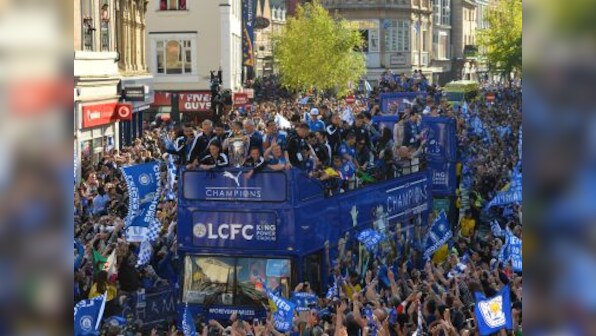 Having a party: Thousands celebrate Leicester City's historic victory at trophy parade