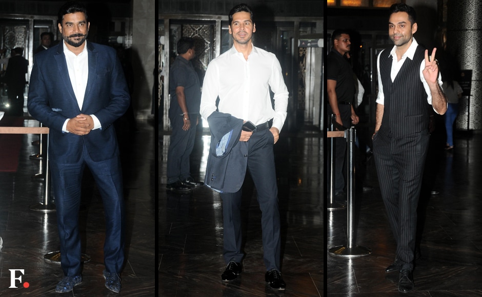 R. Madhavan, Dino Morea, Abhay Deol (L to R) attend Priety's reception. Firstpost/Sachin Gokhale R. Madhavan, Dino Morea, Abhay Deol (L to R) attend Priety's reception. Firstpost/Sachin Gokhale