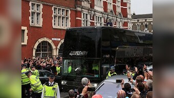 Hammered: Manchester United team bus attacked before final match at West Ham's Boleyn Ground