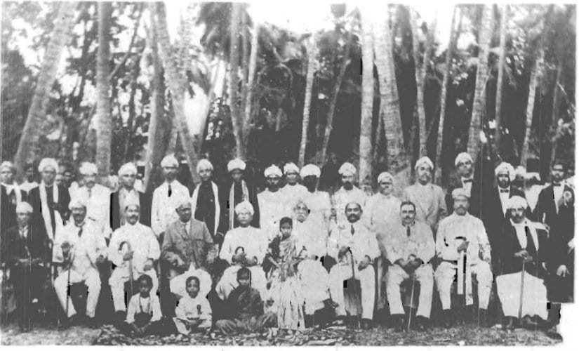 P Theagaraya Chetty (centre, in the front row), the founder of the Justice Party. Wikimedia Commons