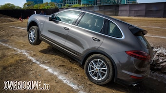 Getting one wheel up at the Porsche Off-road Experience