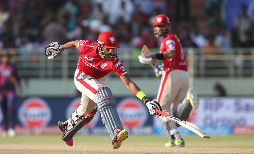 Gurkeerat Mann Singh of Kings XI Punjab scrambles to make his ground during match 53 of the Vivo IPL 2016 (Indian Premier League) between Rising Pune Supergiants and the Kings XI Punjab held at the ACA-VDCA Stadium, Visakhapatnam on the 21st May 2016 Photo by Shaun Roy / IPL/ SPORTZPICS