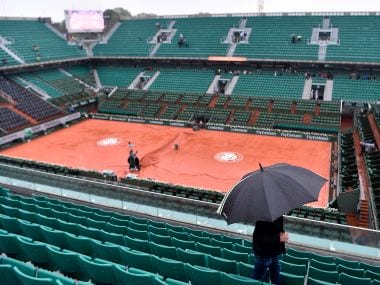 Prolonged heavy rain prevents play from starting on day nine of the French Open. Getty