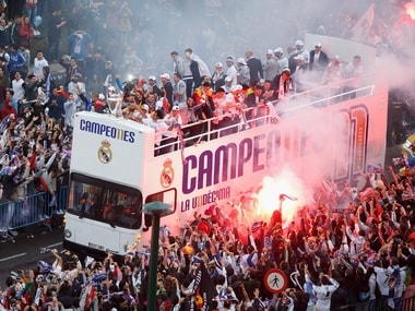 Real Madrid Champions League win with fans in Madrid. Getty