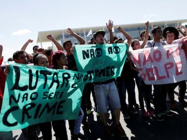 Demonstrators during the Olympic Flame torch relay. Reuters