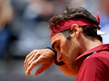 Roger Federer during his match against Dominic Thiem in Rome. AFP
