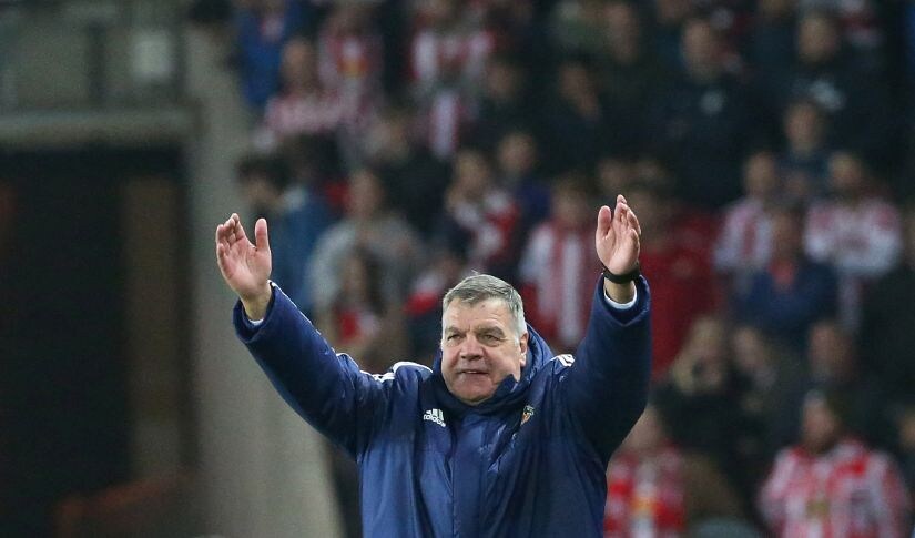Sunderland's manager Sam Allardyce celebrates a 3-0 victory over Everton. AFP