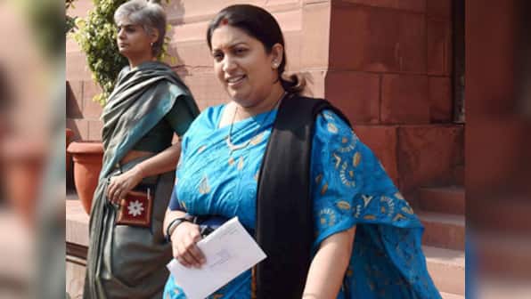 Smriti Irani meets Kerala literary figure MK Sanoo as part of BJP's 'Sampark for Samarthan' programme