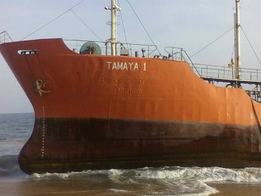 Spooky ship: Oil tanker washes up on Liberian shore with no sight of crew Spooky ship: Oil tanker washes up on Liberian shore with no sight of crew