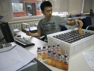 A file photo of urine samples from athletes being tested for drugs. AP