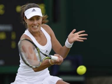 Serbia’s Ana Ivanovic in action against Russia’s Ekaterina Alexandrova at Wimbledon