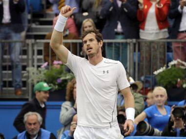 Andy Murray celebrates beating Marin Cilic in their semi-final match. AP