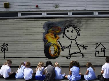 Banksy strikes again, gifts Bristol elementary school a mural