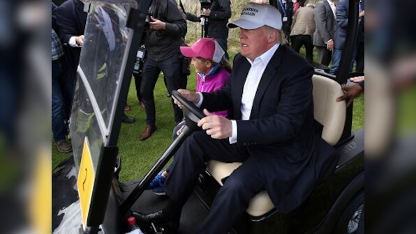Stop the hating: Protesters storm Donald Trump's golf course in Scotland