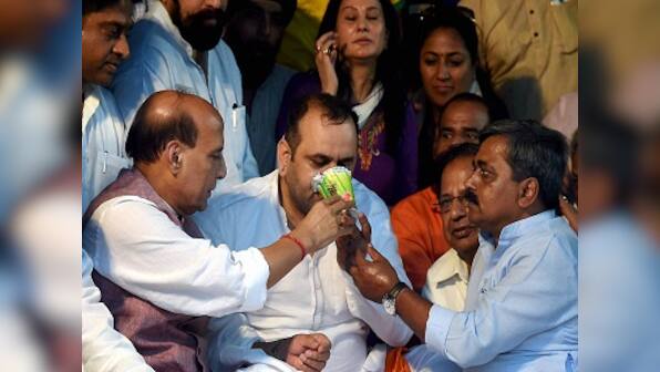 BJP MP Maheish Girri ends hunger strike after Rajnath Singh's visit