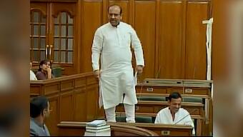 Not allowed to speak, BJP MLA Vijender Gupta stands on Delhi Assembly bench