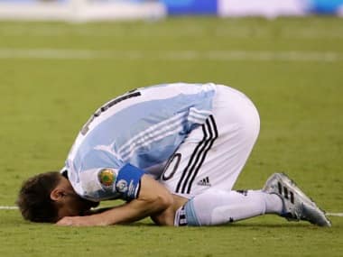 Argentina's Lionel Messi reacts after the Copa America Centenario. AP