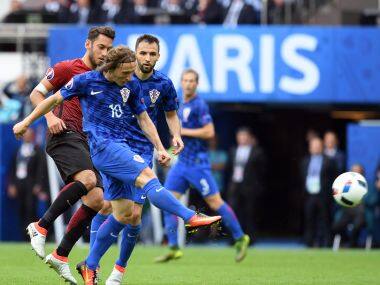 Luka Modric scores Croatia’s first goal of Euro 2016 against Turkey. AFP