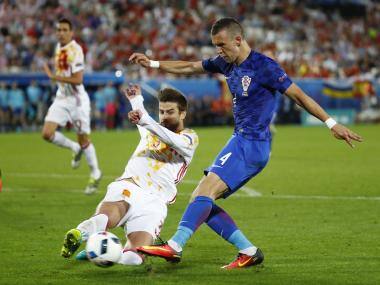 Ivan Perisic scores the winner for Croatia. Reuters