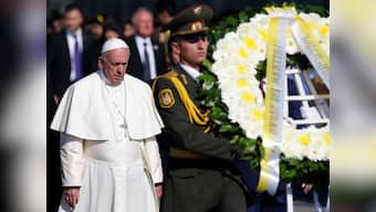 Pope visits Armenian genocide memorial: Pray humanity knows to overcome evil with good
