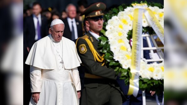 Pope visits Armenian genocide memorial: Pray humanity knows to overcome evil with good