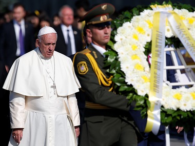 Pope visits Armenian genocide memorial: Pray humanity knows to overcome evil with good Pope visits Armenian genocide memorial: Pray humanity knows to overcome evil with good