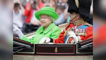 She makes us very proud: Thousands attend Queen Elizabeth's 90th birthday parade