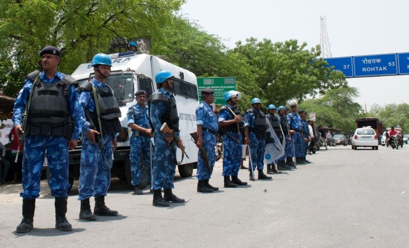 RAF personnel guarding National Highway 1, Rai Chowk and market. Naresh Sharma