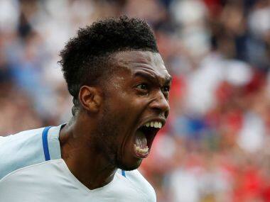 England's Daniel Sturridge celebrates scoring their second goal. Reuters