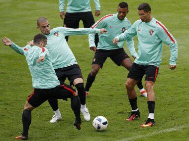 Ronaldo and Portugal in training before their game against Hungary. Reuters