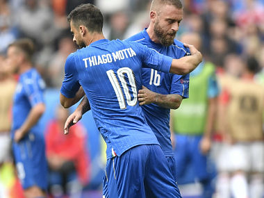 Euro 2016: Italy sweating on De Rossi injury as Thiago Motta suspension adds to Conte's headache Euro 2016: Italy sweating on De Rossi injury as Thiago Motta suspension adds to Conte's headache