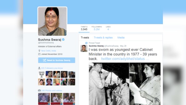 Sushma Swaraj most followed female world leader on Twitter: Study