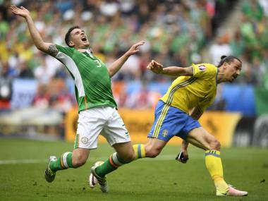 Sweden’s Zlatan Ibrahimovic in action against Republic of Ireland