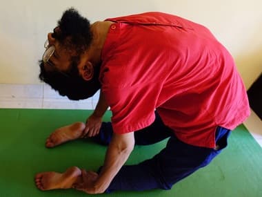 Keshav Mohta demonstrates an asana
