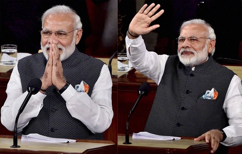 Prime Minister Narendra Modi addresses a joint meeting of Congress on Capitol Hill in Washington on Wednesday. PTI