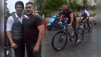 Riders on the storm: Salman Khan, Shah Rukh Khan's early morning cycle ride together