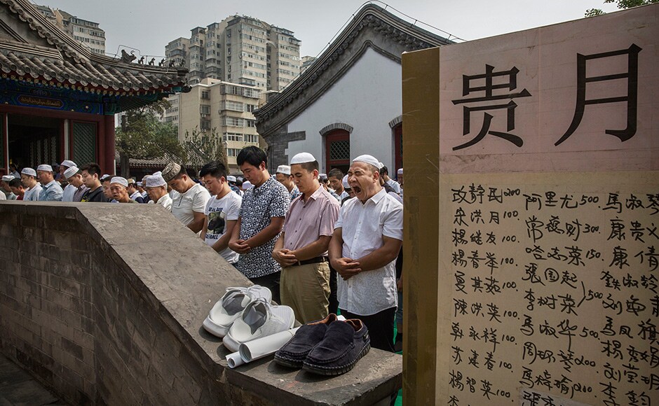 Beijing, China: Muslims for Eid prayers at the historic Niujie Mosque on 6 July. Islam in China dates back to the 10th century as the legacy of Arab traders who ventured from the Middle East along the ancient Silk Road. Getty images Beijing, China: Muslims for Eid prayers at the historic Niujie Mosque on 6 July. Islam in China dates back to the 10th century as the legacy of Arab traders who ventured from the Middle East along the ancient Silk Road. Getty images