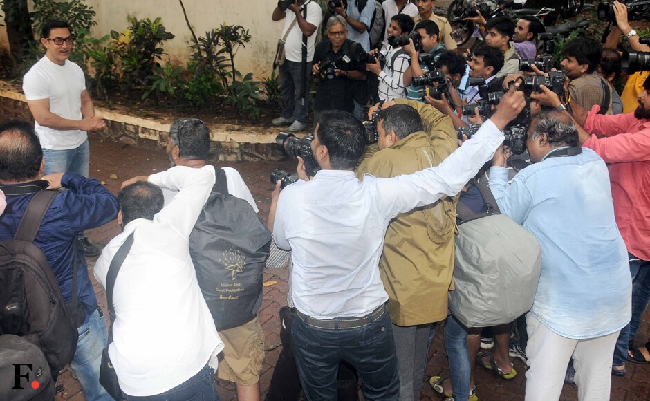 Aamir Khan interacts with camerapersons. Sachin Gokhale/Firstpost Aamir Khan interacts with camerapersons. Sachin Gokhale/Firstpost