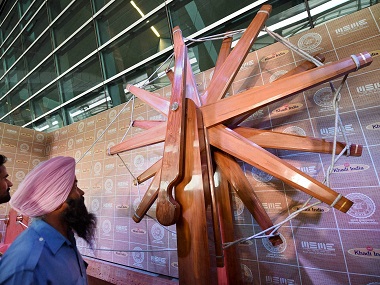 Symbol of glorious heritage: World's largest charkha inaugurated at Delhi airport Symbol of glorious heritage: World's largest charkha inaugurated at Delhi airport