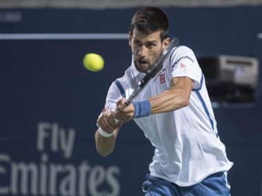 Novak Djokovic against Gael Monfils at the Rogers Cup. Reuters