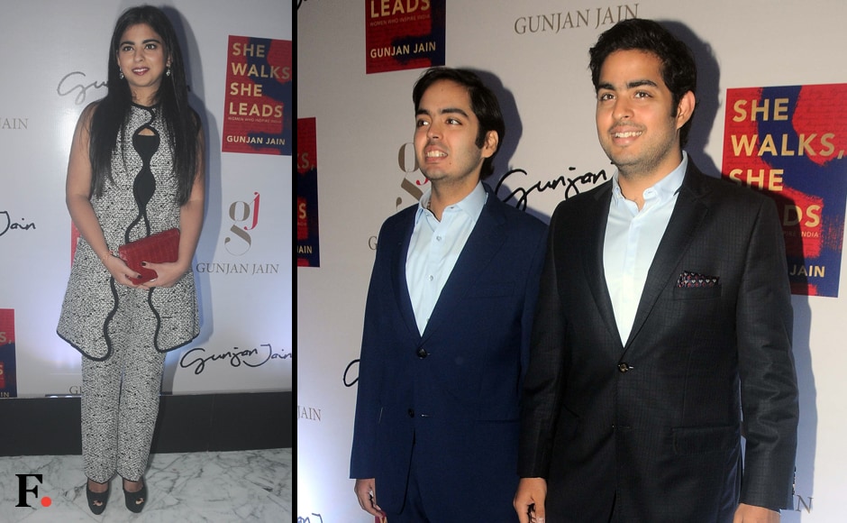 Mukesh Ambani's children Isha, Anant and Akash Ambani also attended the book launch. Sachin Gokhale/Firstpost Mukesh Ambani's children Isha, Anant and Akash Ambani also attended the book launch. Sachin Gokhale/Firstpost