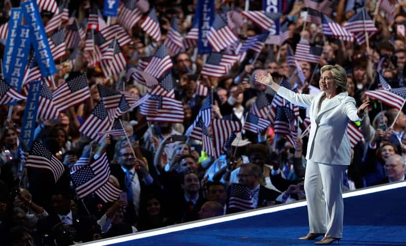 Hillary Clinton accepts Democratic presidential nomination at Philadelphia. Photo: AP