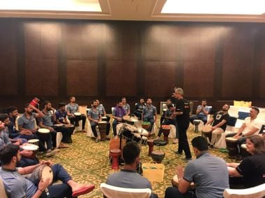 Indian cricket team during a bonding session before the West Indies tour. BCCI