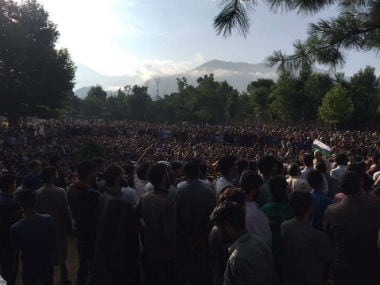 Thousands gathered at Tral for the funeral of Burhan Wani. Sandipan Sharma/Firstpost