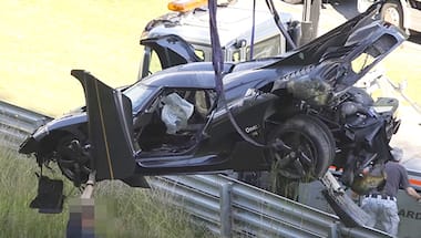 ABS failure causes Koenigsegg One:1 crash at Nurburgring