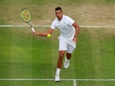 Nick Kyrgios has courted controversy again by calling his support team 'retarded'. Getty