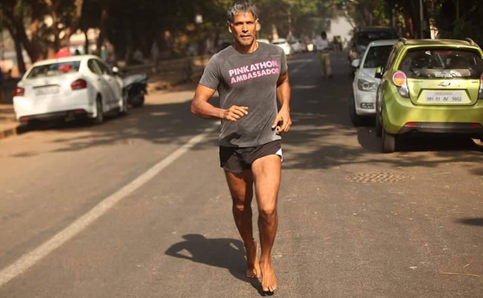 Milind Soman participating in Pinkathon