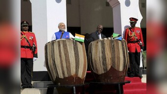 PM Modi and Magufuli beat the traditional drums enthralling Tanzanians